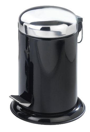 Wenko 17902100 Kosmetik-Treteimer Retoro - Edelstahl rostfrei, 3 Liter, 21.5 x 30 x 23 cm, schwarz gl&auml;nzend