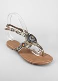 Python Print Rhinestone Medallion Sandal