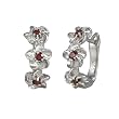 Daisy Chain Garnet Cubic Zirconia Platinum Overlay Sterling Silver Hoop Earrings