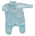 Max and Tilly Baby Boy Winter Friends Pale Blue Velour Babygrow size 3-6 months