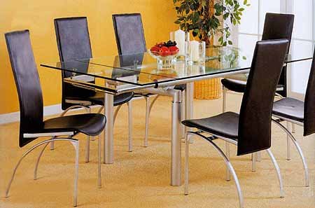 Pearl Silver Glass Top Extension Dining Set