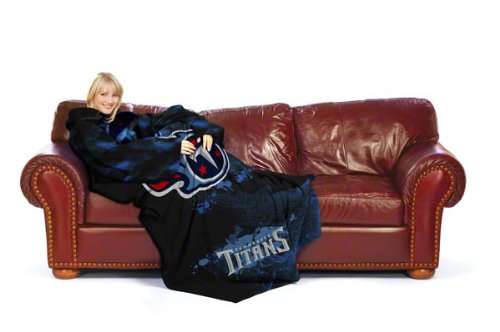 NFL Tennessee Titans Adult Comfy Throw, Officially Licensed Blanket with Sleeves by Northwest, 