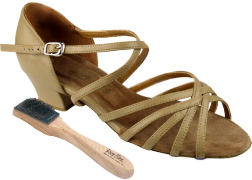 Very Fine Women's Salsa Ballroom Practice Latin Dance Shoes 1670c Bundle with Dance Shoe Wire Brush 1.5