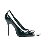 MILAN-09, 4 1/2 Black and White Spectator Pump With Lacing by Pleaser