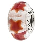 Genuine PANDORA Murano Cinnamon Red Stars Bead with Sterling Core 790906