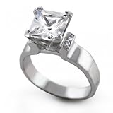 Bling Jewelry Princess Cut Solitaire CZ Bridal Engagement Ring with Side Stones - 8