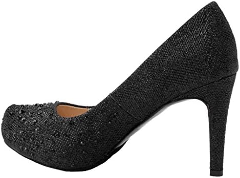 SilverDew Crystal-10 New Women Glitter Rhinestone Jeweled High Heel Platform Wedding Pumps 8 US