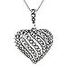 Sterling Silver Marcasite Open Work Heart Pendant title=