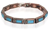 Copper Clad Turquoise Magnetic 0.25 Wide Ladies Bracelet 7.5  Long with Fold over Clasps