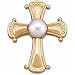 14K Yellow Gold White Cultured Half Drilled Pearl Religious Cross Pendant