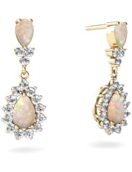 Genuine Opal 14kt Yellow Gold Dangle Drop Earrings