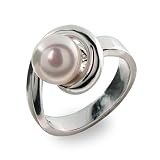 Eve's Addiction Sterling Silver Loop Pearl Ring