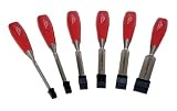 Footprint 85 Series 123120 Set of 6 Red Acetate Handle Wood Chisels 1/4-Inch, 3/8-Inch, 1/2-Inch, 5/8-Inch, 3/4-Inch, 1-Inch