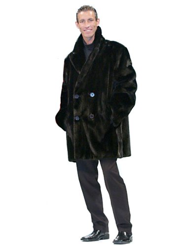 Mens Ranch Mink Double Breasted Car Coat Jacket