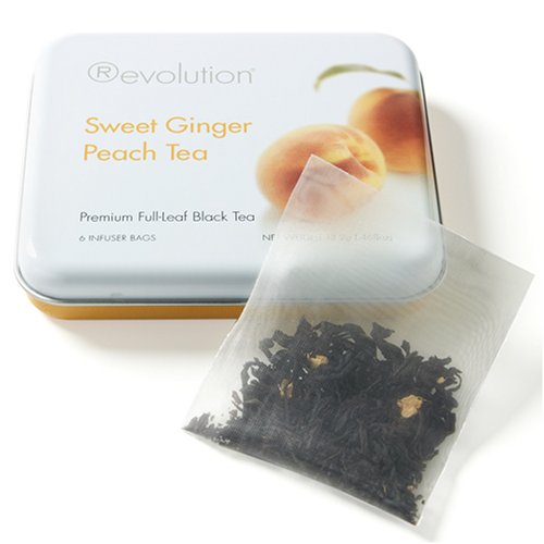 Sweet Ginger Peach Tea, 6 Infuser Bags in a T-Mini Tin by Revolution Tea
