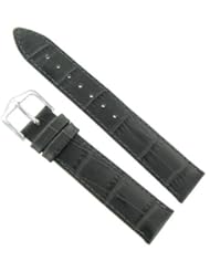 20mm Hirsch Duke Alligator Grain Grey Genuine Leather Padded Watch Band Strap