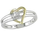 10K White and Yellow Gold .02 ctw Diamond Heart Ring