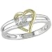 10K White and Yellow Gold .02 ctw Diamond Heart Ring