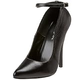 Pleaser Women's Domina-431 Ankle-Strap Pump,Black Leather,6 M US