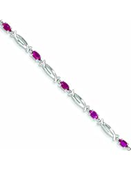2.8 Carat 14K White Gold w/ Diamond and Ruby Gemstone Bracelet