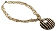 Coconut Pendant Necklace with Antic Beige Color Beads - Pendant: 60x60mm