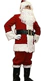 Ilishop Men's Deluxe Santa Suit 10pc. Christmas Adult Santa Claus Costume Red M