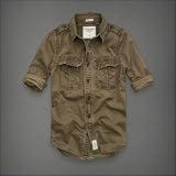 Abercrombie & Fitch メンズ 長袖 シャツ ミリタリー カジュアルシャツ [ミリタリー調/オリーブ] 並行輸入品