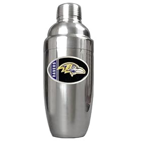 Click here to buy Baltimore Ravens NFL Stainless Steel Cocktail Shaker by Great American Products.