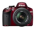 Nikon D3200 SLR-Digitalkamera (24 Megapixel, 7,4 cm (2,9 Zoll) Display, Live View, Full-HD) inkl. AF-S DX 18-55 VR rot