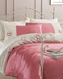 LUXURY DOUBLE PINK & CREAM SATIN DUVET COVER SET