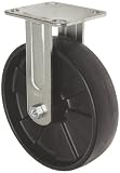 RWM Casters 45 8″ Diameter Urethane on Iron Wheel Kingpin Medium Duty Rigid Plate Caster with Roller Bearing, 4-1/2″ Length X 4″ Width Plate, 1200 lbs Capacity Range