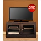 48" TV Stand with Contemporary Handles in Mocha Doors: Raised Panel Doors