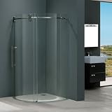 Vigo Industries VG6031CHCL36L Frameless Round Clear Shower Enclosure, Chrome