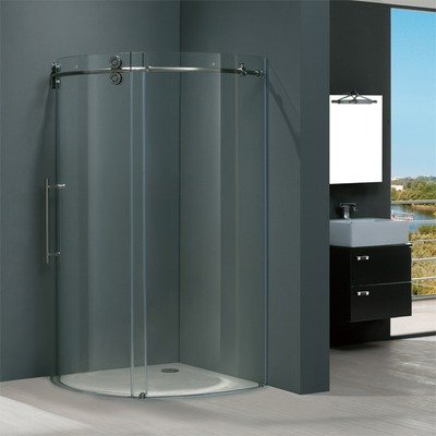 Vigo Industries VG6031STCL36L Frameless Round Clear Shower Enclosure, Steel