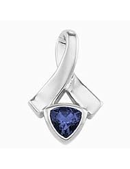 14K White Gold Trillion Cut Tanzanite Pendant -- LIFETIME WARRANTY