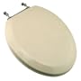 Comfort Seats C1B4E2-01BN Deluxe Molded Wood Toilet Seat with Brushed Nickel Hinges, Elongated, Bone