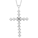 14K White Gold Mens Diamond Cross Pendant 8.00 Ctw