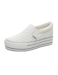 Shoes: XIAXIAN Platform Zipper Decorated Canvas Vamp Casual Shoes(6 B(M) US, White)
