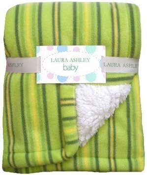 Laura Ashley Stripe Crib Throw Baby Blanket, Color: Sage by Laura Ashley Baby