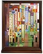 Frank Lloyd Wright Saguaro Wood Framed Stained Glass