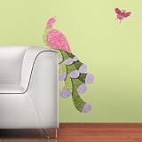 Peacock & Butterfly Wall Stickers - Removable & Repositionable Wall Decals for Girls Room