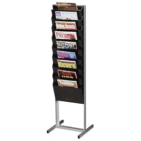 Rubbermaid 16743 Classic Hot File Literature Display Floor Stand, Legal/Printout Size, Smoke