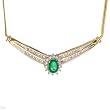 Necklace With 0.95ctw Precious Stones - Genuine Clean Diamonds and Emerald Beautifully Crafted in 14K Two tone Gold. Total item weight 5.1g Length 16.5in