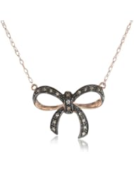 10k Rose Gold Brown Diamond Bow Pendant Necklace ( .05 cttw, H-I Color, I2-I3 Clarity), 18"