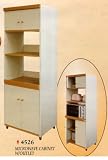 BEAUTIFUL TALL WOODEN MICROWAVE CABINET W/ OUTLET