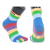 Colorful Yoga Socks Full Toe with Grips Non-Slip Yoga Socks S/M