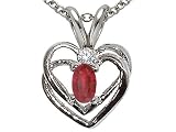0.32 cts Genuine Ruby and Diamond Heart Pendant - 14kt White or Yellow Gold
