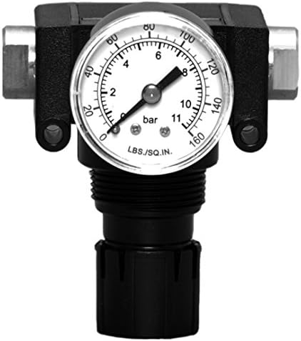 Ross Controls 5B04C0010 Bantam Series Piston Regulator, Self-Relieving, Standard Flow, 0-100 (0-6.9) psi, Knob Adjustment, 0-160 (0-11) Gauge, Port 1 Tube Fitting 3/8", Port 2 Tube Fitting 3/8"