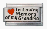 Clearly Charming In Loving Memory of My Grandma Enamel Red Heart Laser Italian Charm
