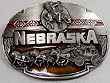 Nebraska 3-D Enamel Pewter Belt Buckle